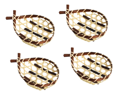 4 Piezas Pequeñas Cestas De Pan Tejidas Cesta De Bambú