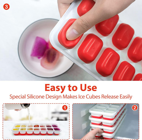 U Chef Moldes Para Cubitos De Hielo Con Tapa, Set De 4