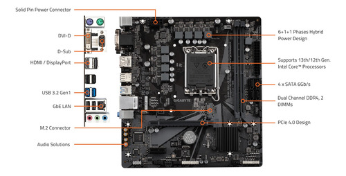 Placa Madre Gigabyte H610m S2h V2 Ddr4 (h610/ Intel/lga 1700