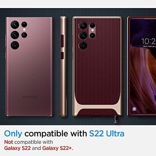 Imagen 2 de 7 de Funda Spigen Neo Hybrid Para Galaxy S22 Ultra - Burgundy