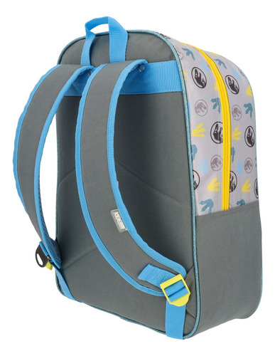 Mochila Jurasic Park Escolar Reforzada Dinosuarios Color Azul Diseño De La Tela Liso