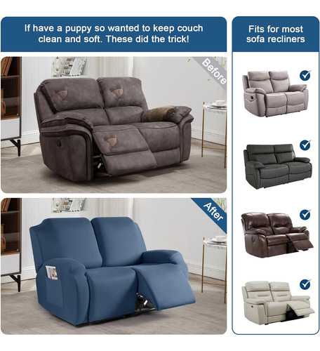 Funda Sofá De Sofá Reclinable, 2 Piezas De Tela De Po...