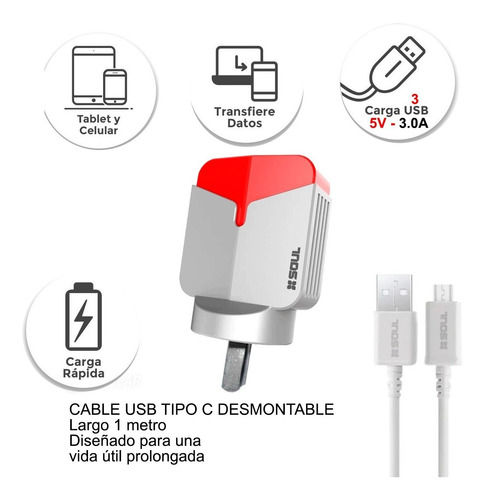 Imagen 2 de 9 de Cargador Carga Rapida 3a Tipo C Para Samsung A71 A70 A30 A31