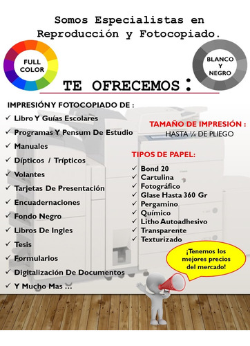 Impresiones/copias/laser/full Color/glase/mayor Y Detal