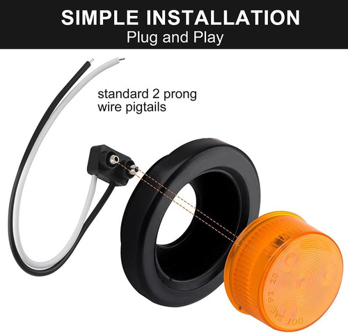 10 Pcs Luces Led Redondas De 2 Pulgadas Ámbar Para Remolque