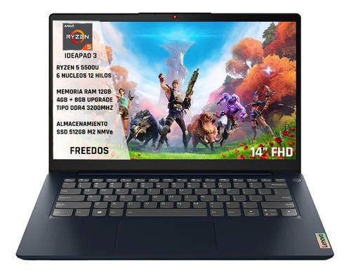 Portatil Lenovo Ideapad Amd Ryzen 5 5500u 12gb Ssd 512gb 14 