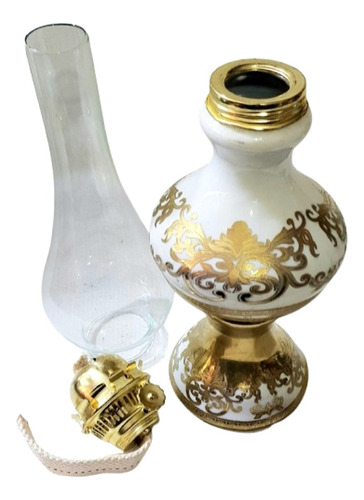 Lámpara De Aceite Porcelana Retro,44 Cm.colección,usable (Usado)