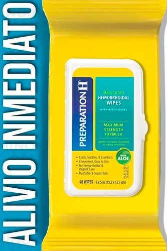  Toallas Hemorroidales Con Aloe Vera Alivio Inmediato 48 Ct