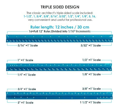 Regla De Escala Triangular Para Plano De Color Azul