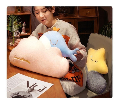 Imagen 4 de 5 de Oferta! Peluche Almohada Cojín Ballena Nube Kawaii 55cm