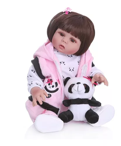 Boneca Bebê Reborn Menina Pandinha Babi Corpo 100% Vinil - TRENDS  Brinquedos