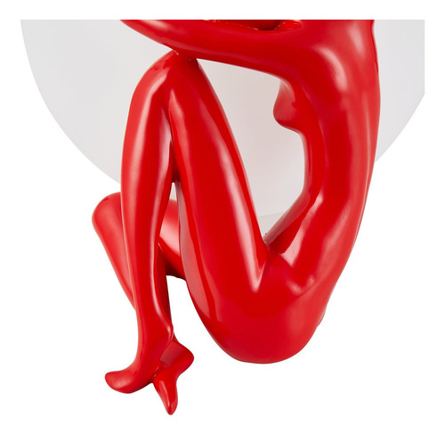 Abajur De Mesa Mez Oli (1*e27) Ip20 127/220V - Nordecor Cúpula Branco Estrutura Vermelho
