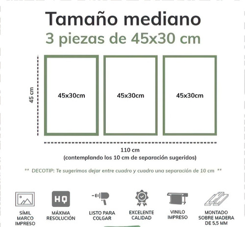 Imagen 4 de 8 de Cuadro Nórdico Trípticos -deco 51- Super Oferta Uhd