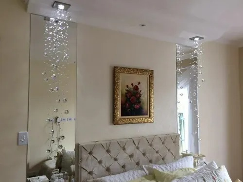 Pendente Cristal Legítimo P/ Cabeceira Lavabo + Led + Estrutura 90cm Led Branco 110v/220v