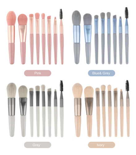 Set De Brochas Maquillaje 8pcs Pincel Rubor / Base / Sombray