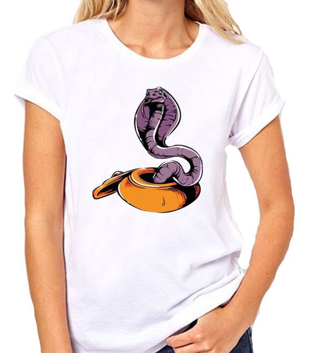 Remera De Mujer Serpiente Violeta Reptil Dibujo