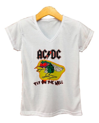 Remera Mujer Escote V - Ac/dc Album Fly On The Wall