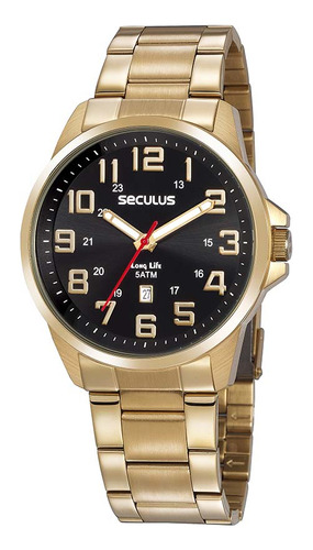 Relógio Seculus Dourado Masculino Long Life 20807gpsvda2