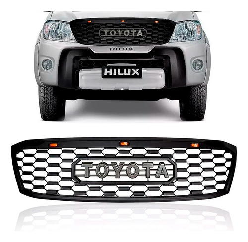 Grade Toyota Hilux 2009 2010 2011 Preta C/led Logo Cinza Srv