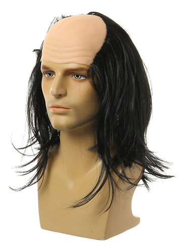 3 Peluca Calva Para Hombre Mayor, Gorro Para Pelo Liso Negro