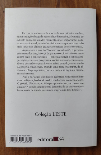 Livro Memórias Do Subsolo Fiódor Dostoiévski Editora 34