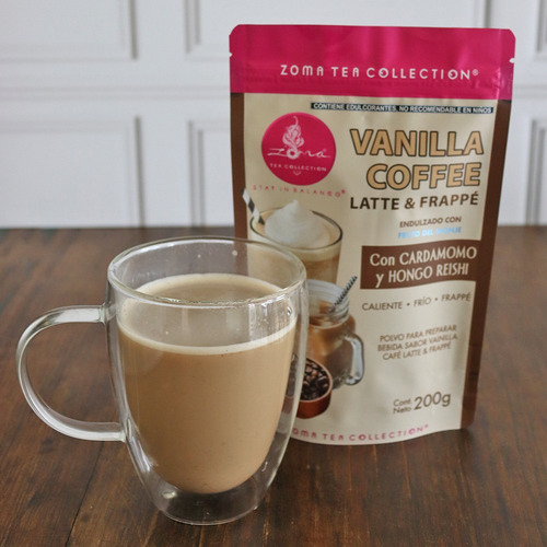 Café Soluble Zoma Tea Vanilla Coffee Latte & Frappe Con fruto del monje Zoma Tea Collection 200g