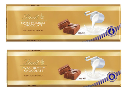 Chocolate Lindt Gold Con Leche Tableta 300gr. X2