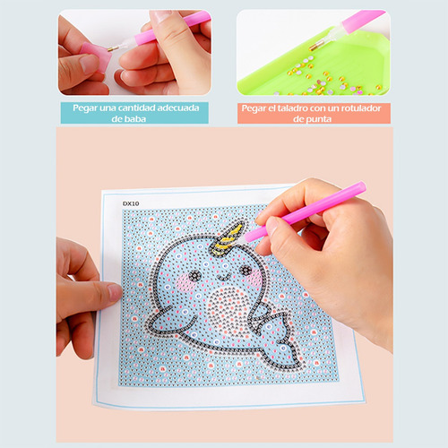 Kits De Pintura Por Diamantes Para Niños Animales 5d 2pz Diy