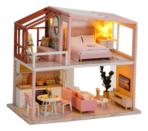Casa De Muñecas En Miniatura Con Muebles Artesanías