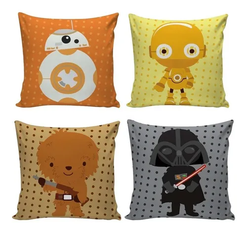 Juego 2 Fundas Almohadas Cojin Star Wars Niños Algodón Lino