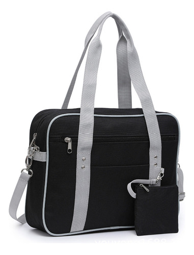 Bolso de hombro para mujer, mochila escolar japonesa con color negro