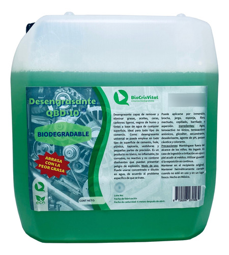  Desengrasante Biodegradable Qbd-10 Verde