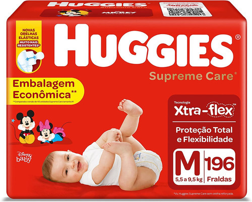 Fraldas Huggies Supreme Care M 196 U Tamanho M M Sem Gênero