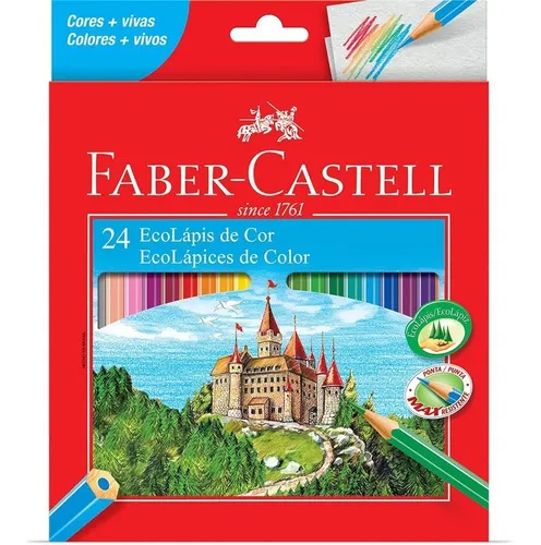 Lápis De Cor 24 cores Faber-Castell EcoLápis Sextavado 120124G