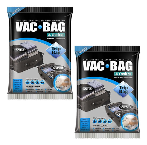 Saco Vácuo Vac Bag Ordene Trip Bag 40x60 Armazenagem 2 Peças