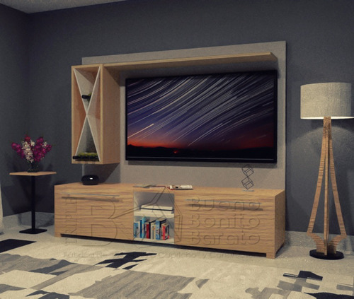 Mueble Tv Poix Moderno Madera Cristal Divaningenieria