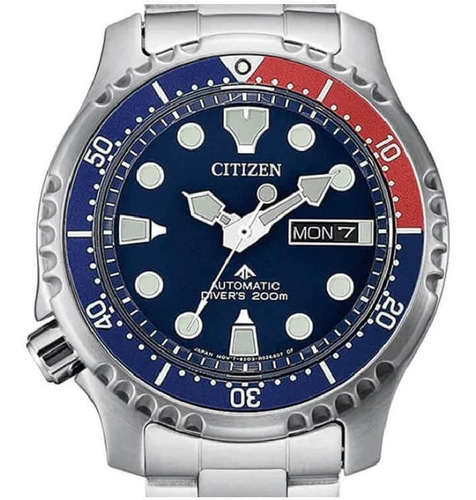 Relógio Citizen Masculino Divers 200m Tz31696f Aço Pepsi Cor da correia Prateado Cor do bisel Azul Cor do fundo Azul