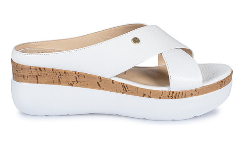 Sandalia Slide Casual Mujer Cuero Viale Blanco 2401