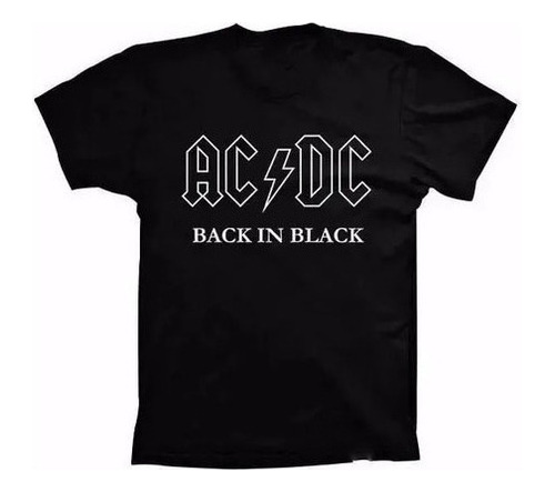 Camiseta Masculina Ac Dc Back In Black Clássico Anos 80