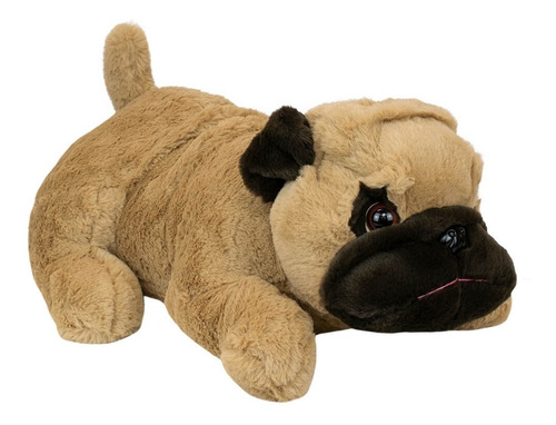 Cachorro Pug Marrom Deitado Em Pelúcia 43 Cm