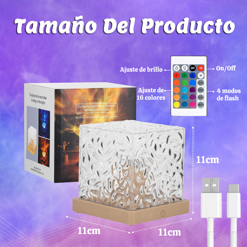 Luz Nocturna Aurora Onda 16 Colores Recargable Dormitorio