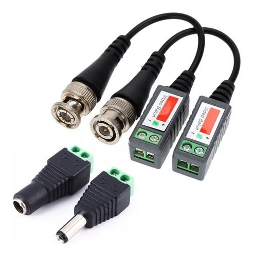 Combo Par Balun + Fichas Plug Macho Hembra Utp Cctv Martinez