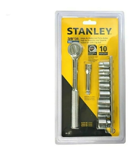 Juego De Dados Mm 3/8 Con Porta Dados 10 Pzas Stanley 86-218