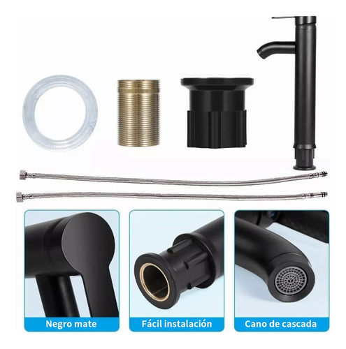 Llave Mezcladora Monomando Fregadero Lavabo Grifo Baño Negro