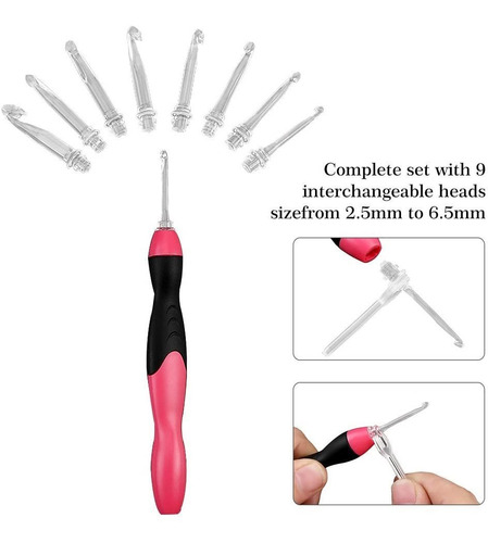 Ganchos De Crochet Set, Kit De 9 piezas De Aluminio Agujas