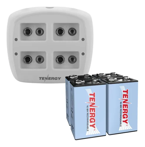 Tenergy Tn136 Smart 4 Bay 9v Cargador Con 4 Pack Tenergy 9v.