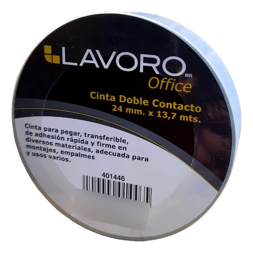 Cinta Doble Contacto 24mm X 13,7mts Lavoro Pack 6