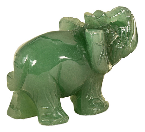 Figura De Aventurina De Elefante Verde Grabada 1.5 Para Deco