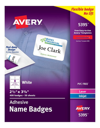 Avery Etiqueta Adhesiva Flxibl Nombre Rectangular Blanca 400