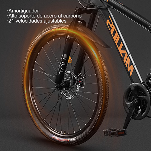 Bicicleta De Montaña Con Marchas Con Amortiguación Suspensión Delantera 21 Velocidades Josbru CJ-002 Negro